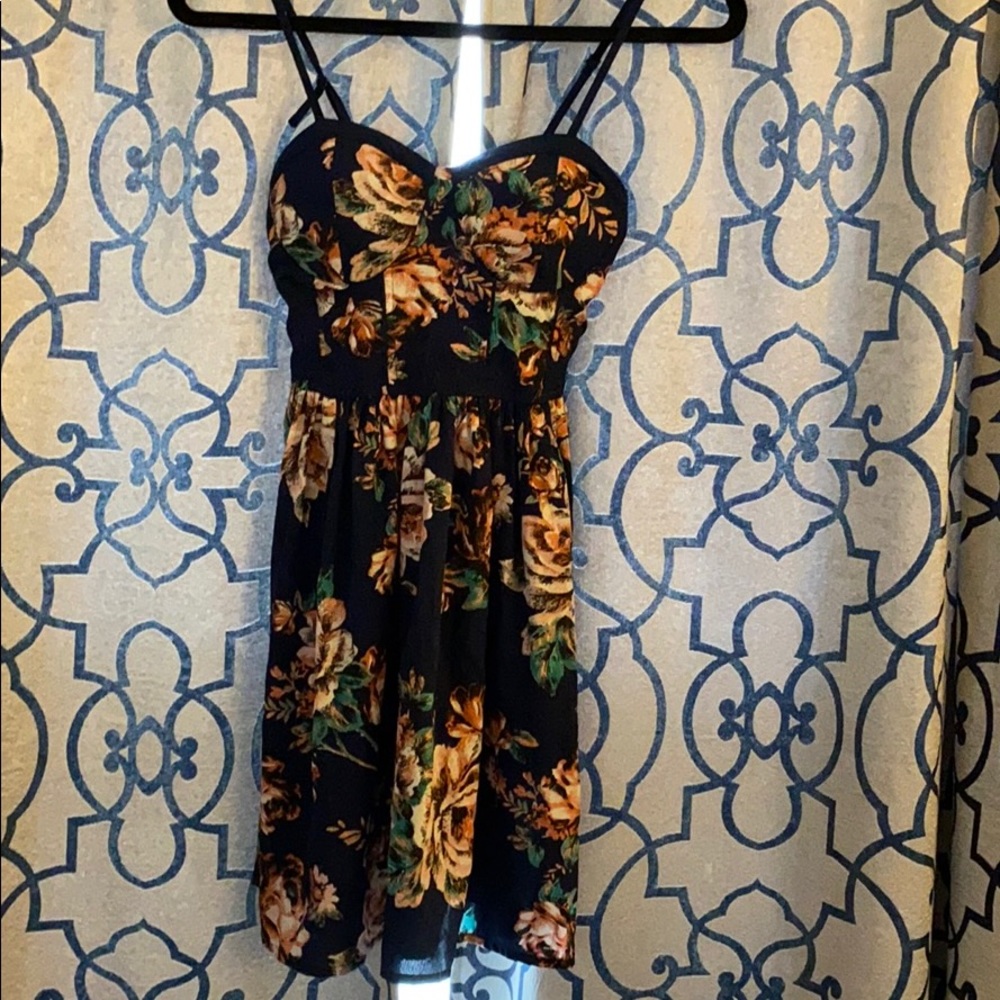 Navy Blue Flower Dress